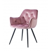 Krzesło różowe CHERRIES welur, pikowane