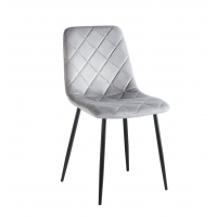 Krzesło velvet szare w romby K6, nogi czarny metal
