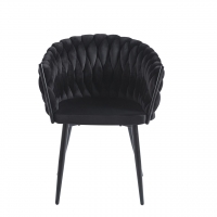 Krzesło ROSE VELVET czarne plecione, nogi czarne metal