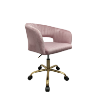 Fotel obrotowy różowy velvet, złoty chrom FB7