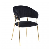 Krzesło LUCIA czarne welurowe złote nogi