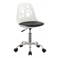 Krzesło obrotowe N-03 białe, czarna ecoskóra