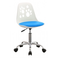 Krzesło obrotowe N-03 białe, niebieska ecoskóra