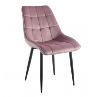 Zestaw 4 krzesła J262 welurowe różowe, nogi czarny metal