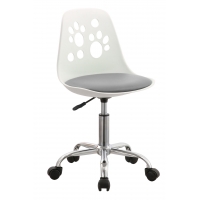 Krzesło obrotowe N-03 białe, jasnoszara ecoskóra