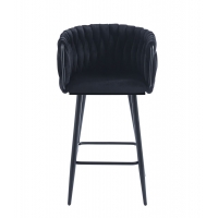 Krzesło barowe SOPHIE czarny welur, plecione oparcie