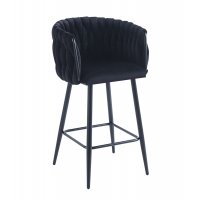 Krzesło barowe SOPHIE czarny welur, plecione oparcie