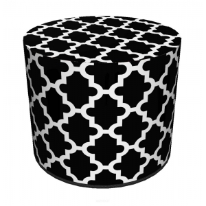 Czarno-biała pufa wzory geometryczne okrągła MAROCO NIGHT 40x40