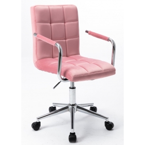 N-15 Fotel biurowy różowy velvet, chrom