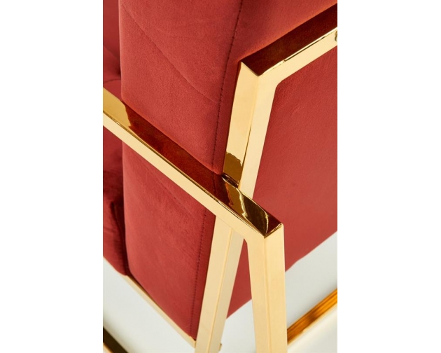 PRIUS fotel wypoczynkowy, tapicerka - bordowy, stelaż - złoty