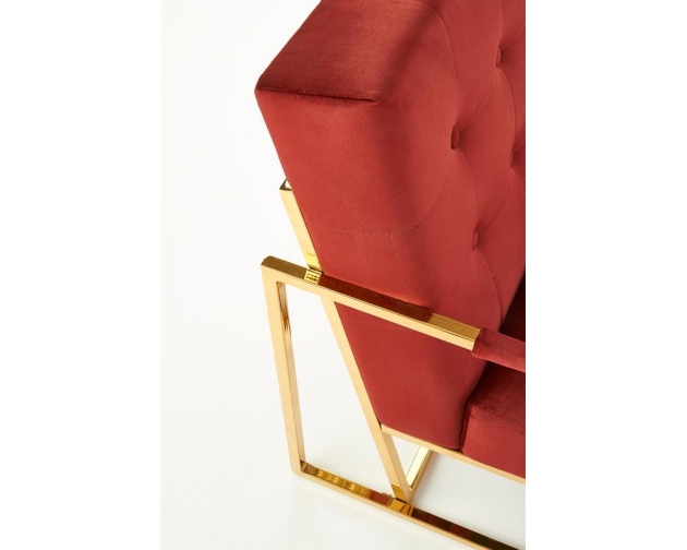 PRIUS fotel wypoczynkowy, tapicerka - bordowy, stelaż - złoty