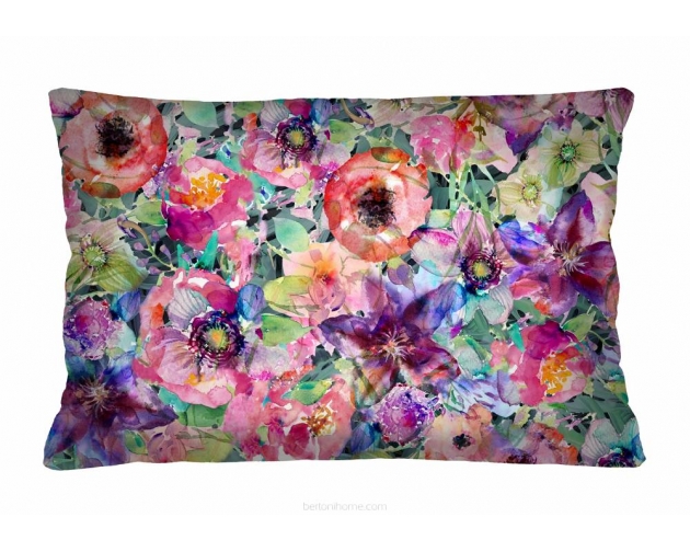 Poduszka welurowa w kwiaty dekoracyjna 40x60 FLORA