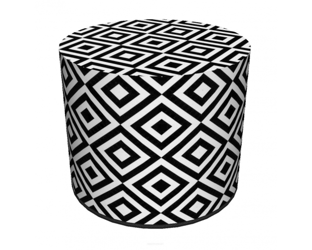 Czarno-biała pufa wzory geometryczne okrągła DIAMOND 40x40