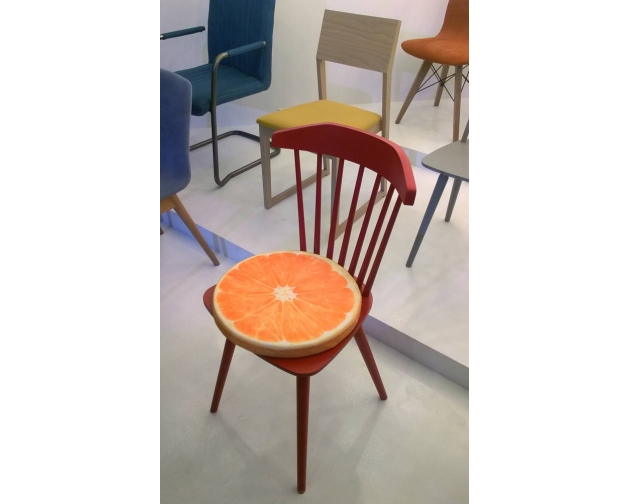 Poduszka na krzesło okrągła welurowa POMARAŃCZA 40 cm