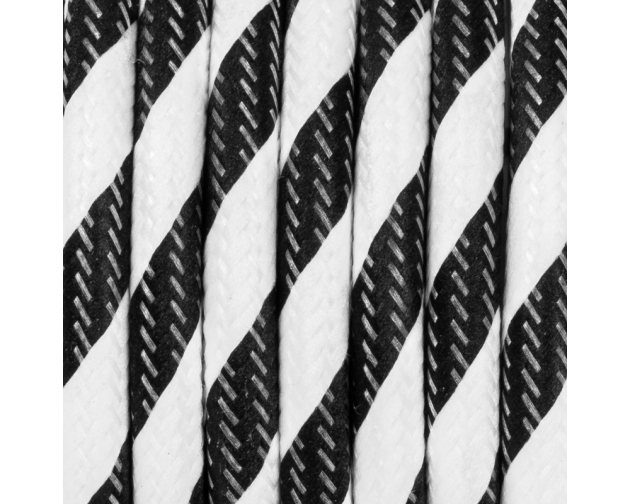 Kabel w oplocie poliestrowym S02 serpentyna szeroka czarno-biała 2x0.75