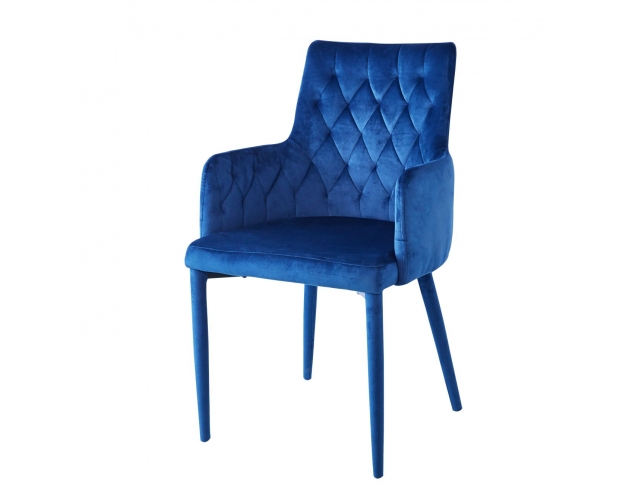 Krzesło niebieskie pikowane AUGUST welur