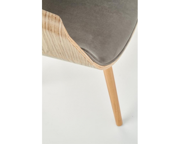 K396 krzesło jasny dąb / szara tkanina