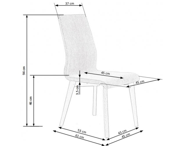 Krzesło białe FOCUS popielata tkanina Inari 91