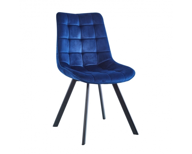 Krzesło niebieskie pikowane velvet J332