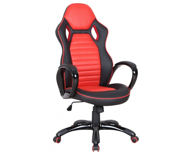 Fotel biurowy czerwono-czarny ecoskóra CX-0936H
