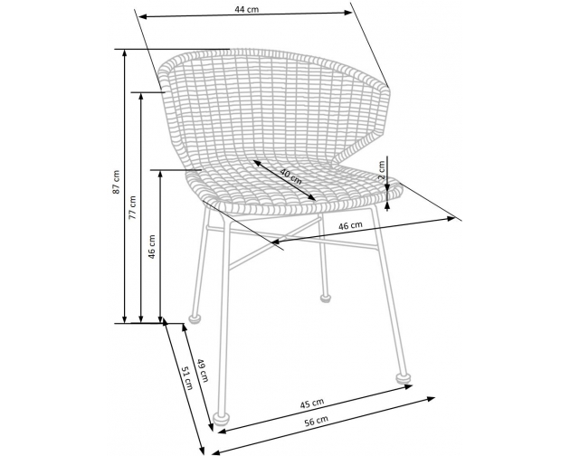 K407 krzesło rattan syntetyczny naturalny / czarny