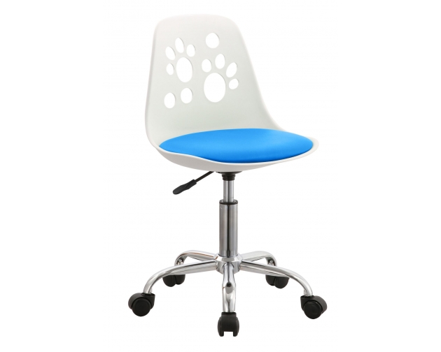 Krzesło obrotowe N-03 białe, niebieska ecoskóra