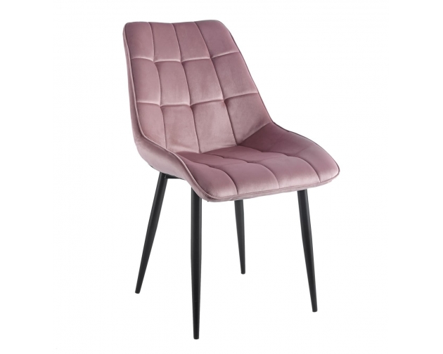 Zestaw 4 krzesła J262 welurowe różowe, nogi czarny metal