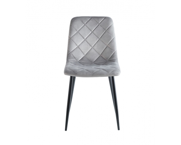 Krzesło velvet szare w romby K6, nogi czarny metal