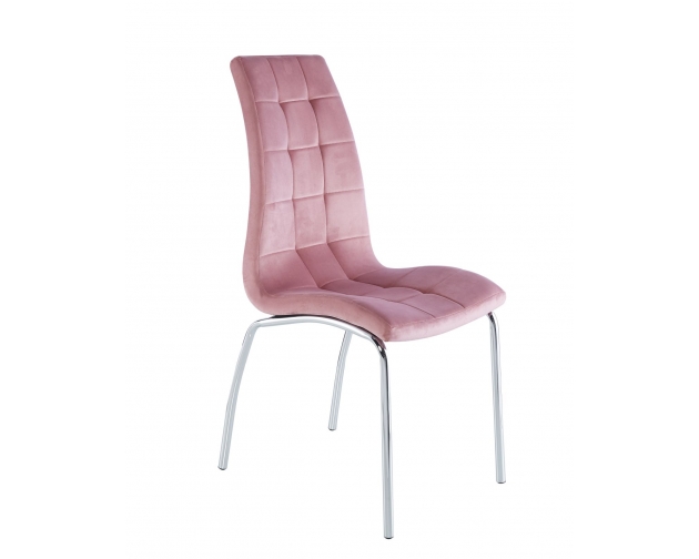 Krzesło welurowe róż antyczny - podstawa chrom DC2-092V