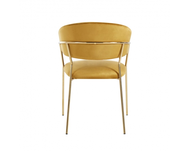 Krzesło LUCIA żółty welur złote nogi