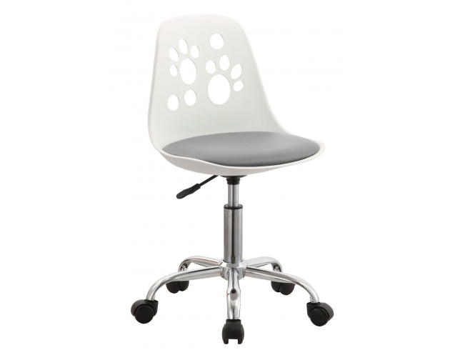 Krzesło obrotowe N-03 białe, jasnoszara ecoskóra