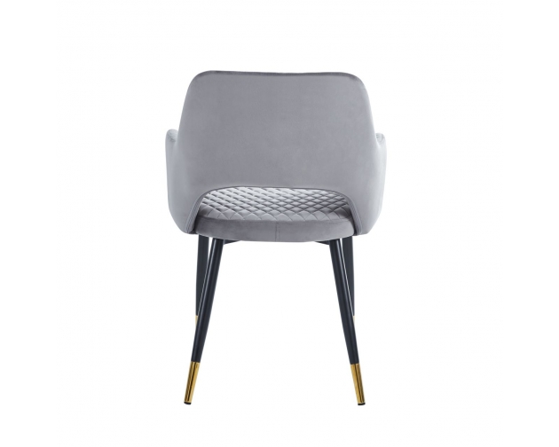 Krzesło AURORA welurowe szare pikowane, nogi czarno-złote