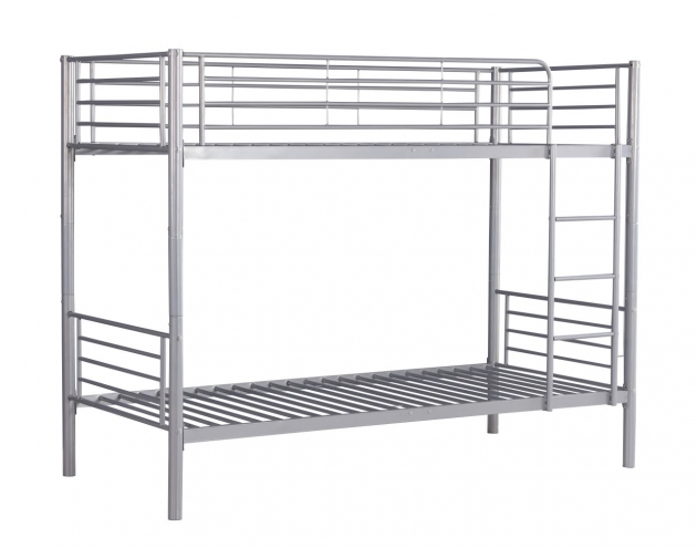 Łóżko piętrowe BND srebrne metalowe rozkładane
