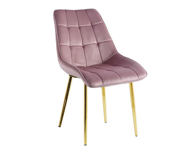Krzesło różowe J262 welur, złote nogi