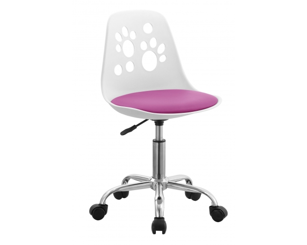 Krzesło obrotowe N-03 białe, różowa ecoskóra