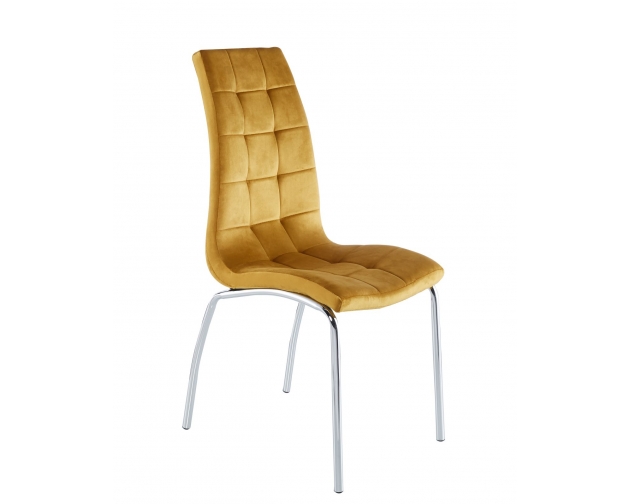 Krzesło żółte curry welur - podstawa chrom DC2-092V