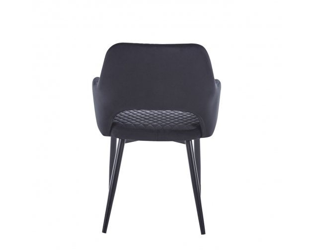 Krzesło czarne AURORA BLACK welurowe pikowane, nogi czarne
