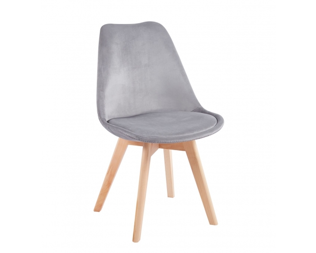 Krzesło ARHUS szare Velvet, nogi drewno bukowe