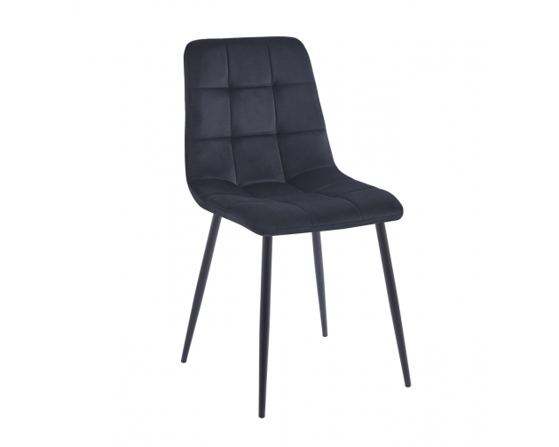 Krzesło LIAM czarne welurowe pikowane