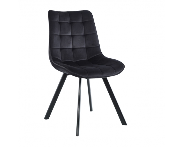 Krzesło pikowane czarne velvet J332