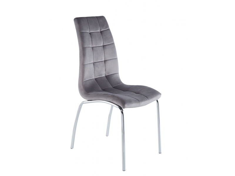 Krzesło szare welurowe - podstawa chrom DC2-092V